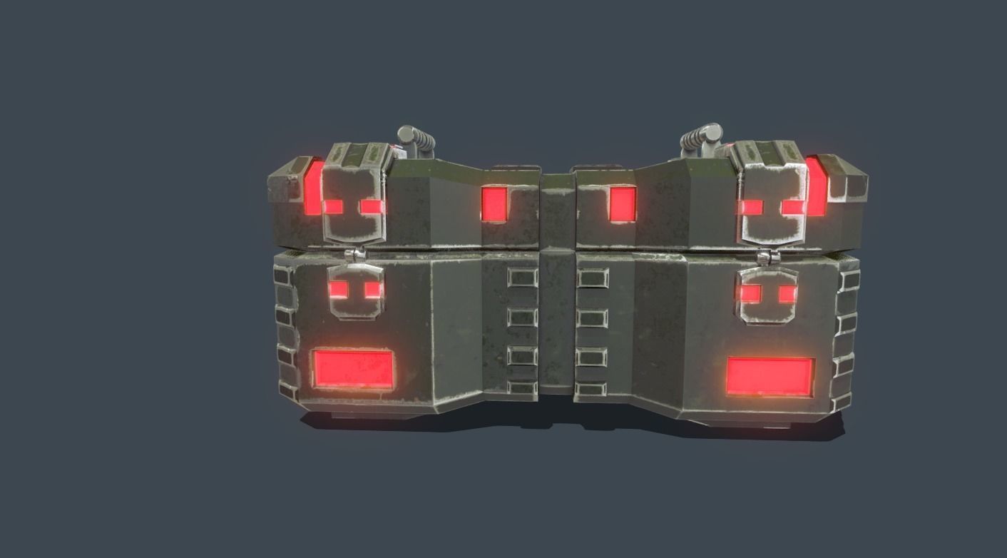 Textured Sci Fi military ammunition case with UVs 3D model_4