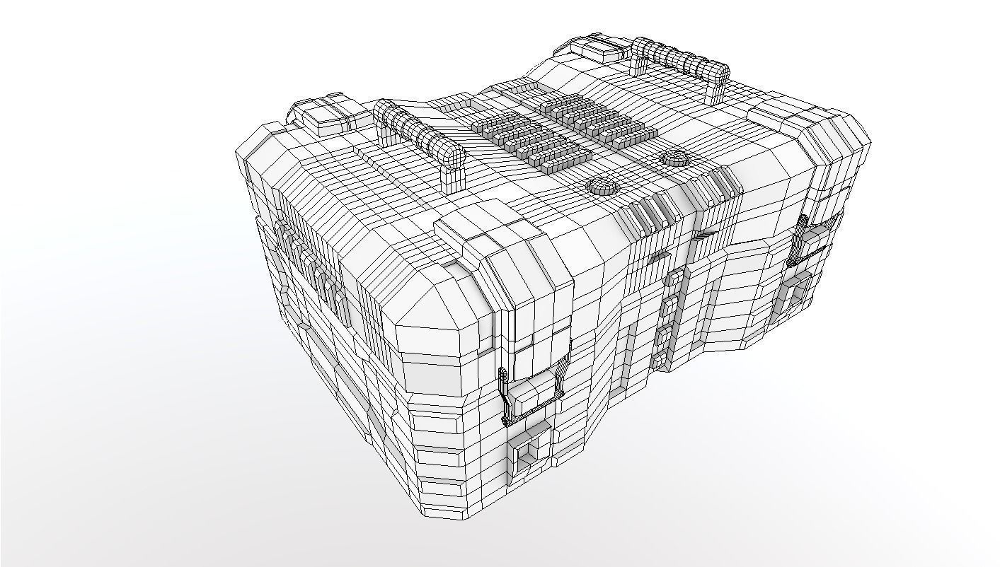 Textured Sci Fi military ammunition case with UVs 3D model_8