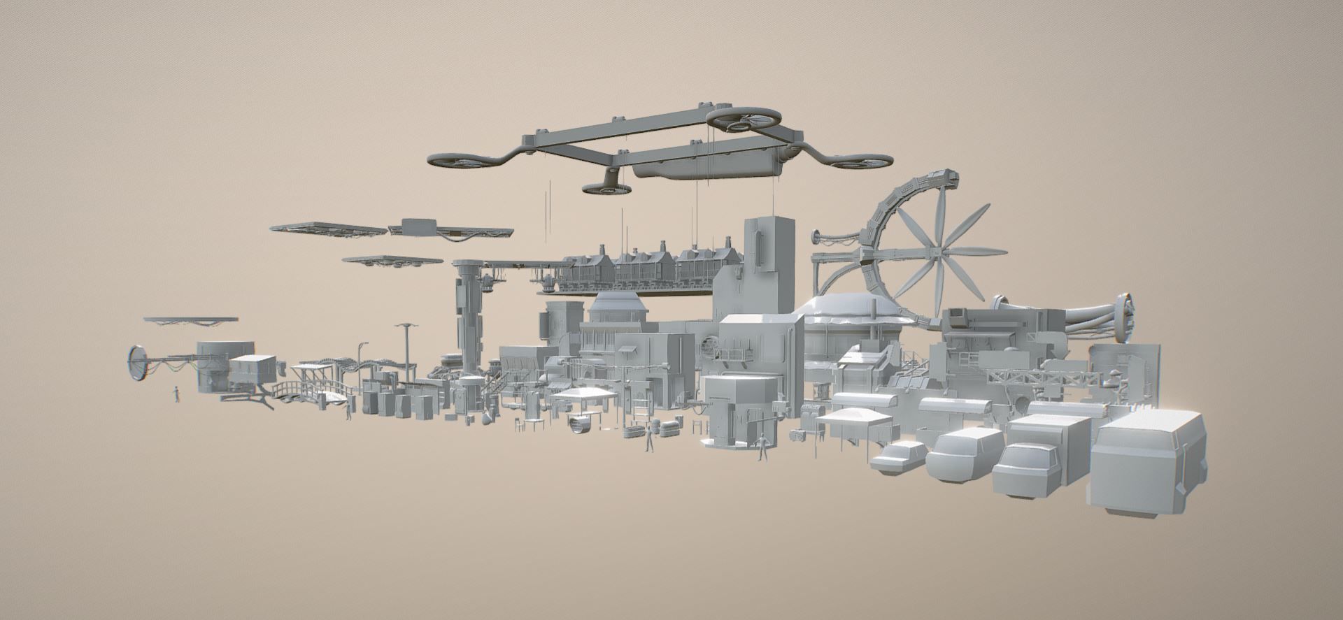 Cyberpunk City Pack Low-poly 3D model_2