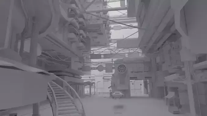 Cyberpunk City Scene Low-poly 3D model