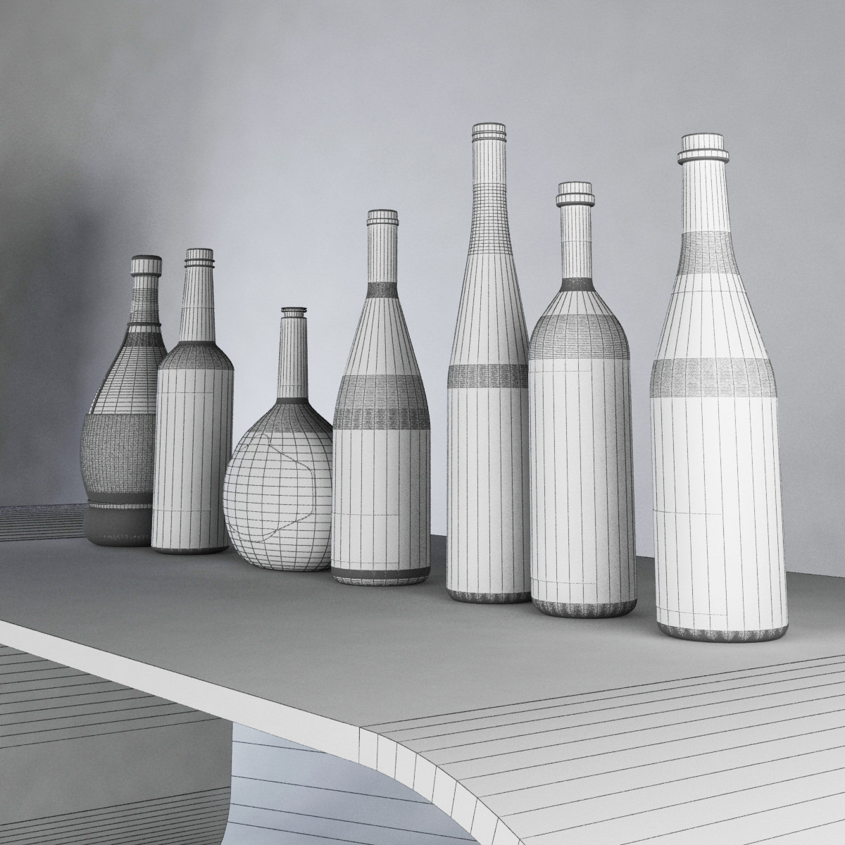 Luxury Wine Bottles MAX 2011 3D model_4