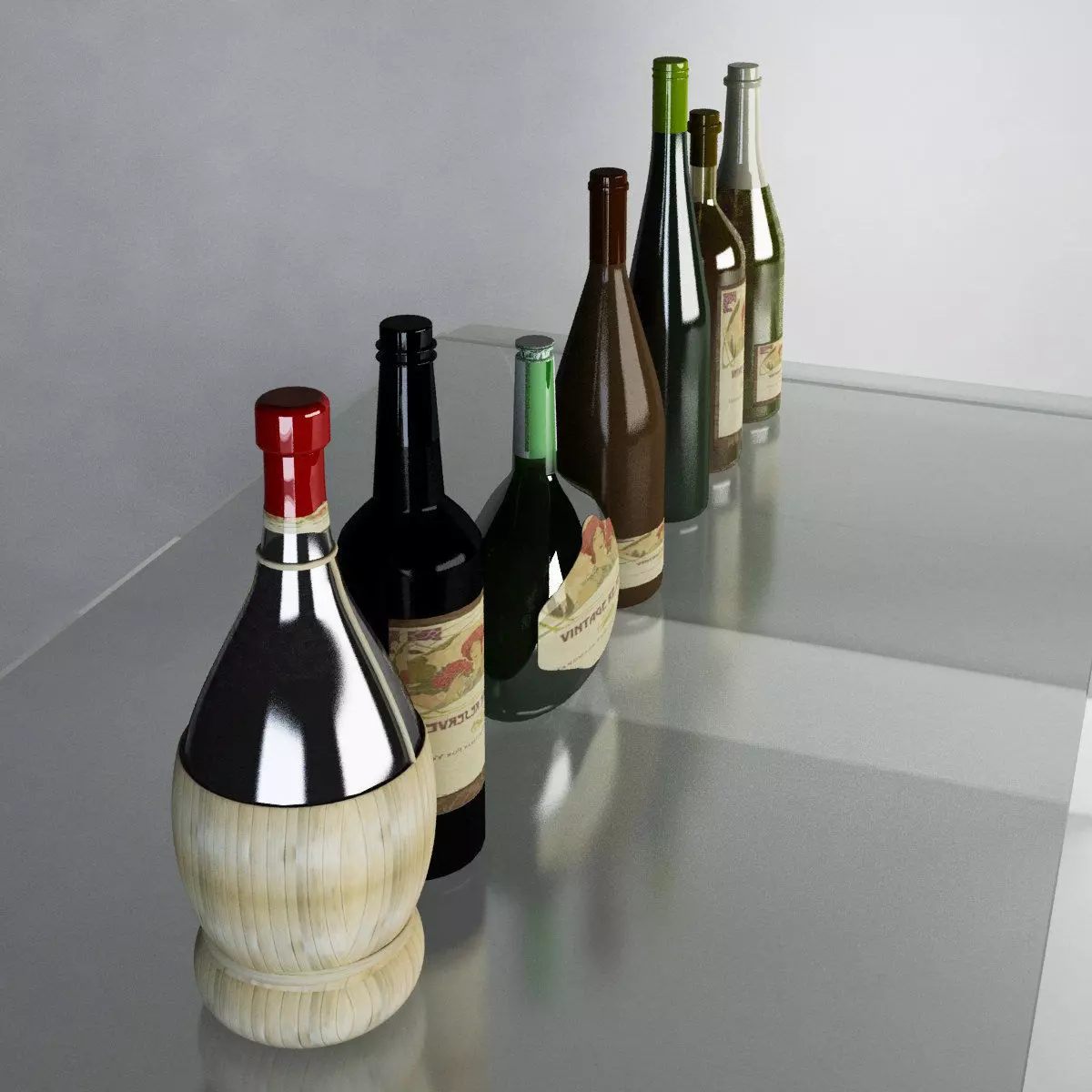 Luxury Wine Bottles MAX 2011 3D model_0