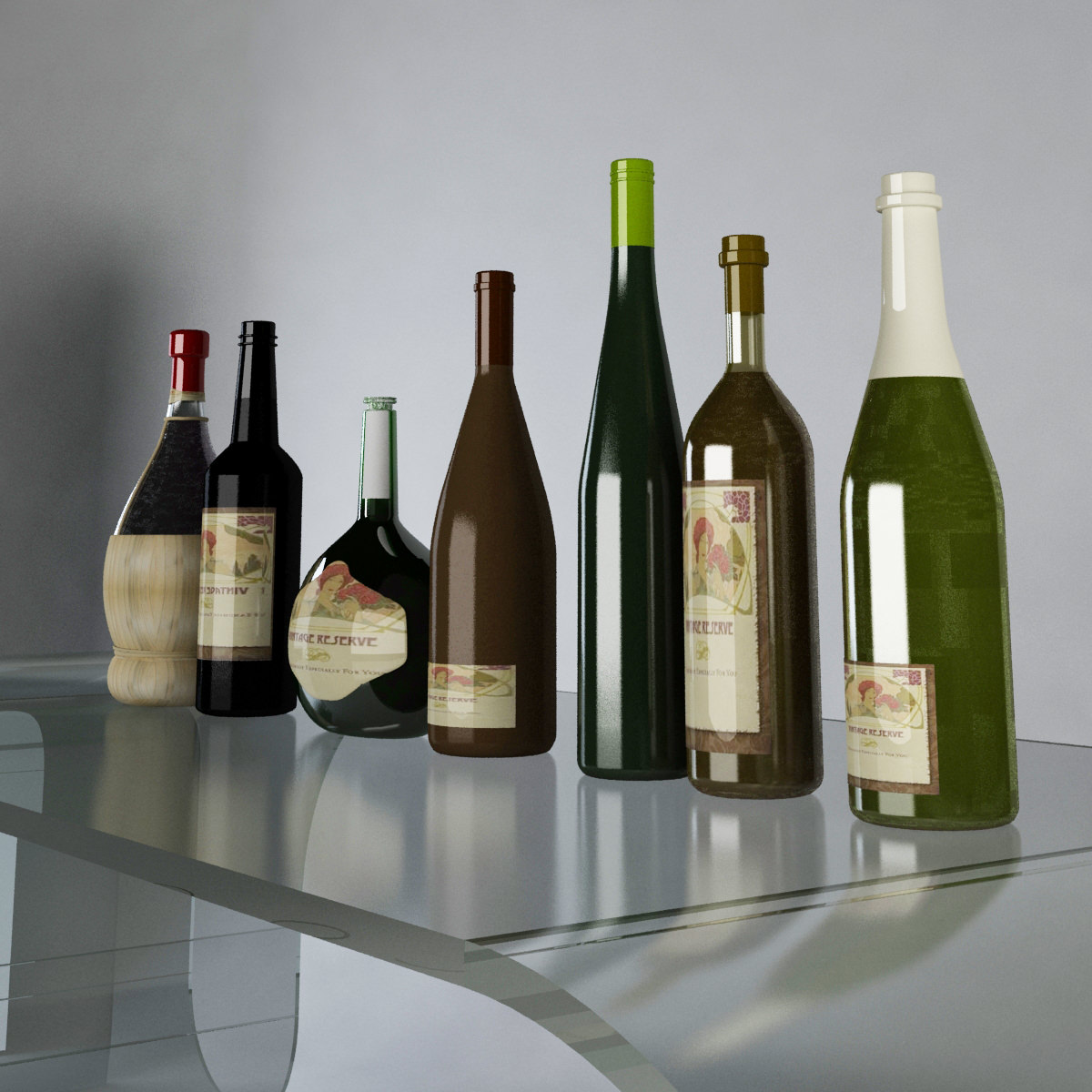 Luxury Wine Bottles MAX 2011 3D model_1