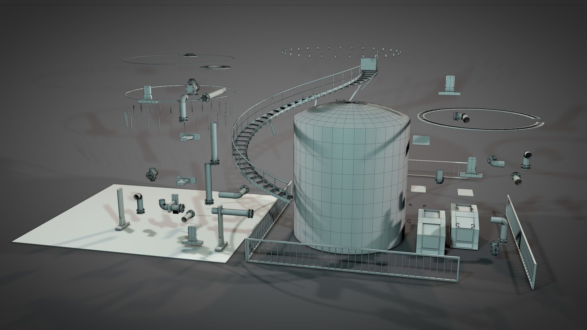 Oil Storage Platform 3D model_24