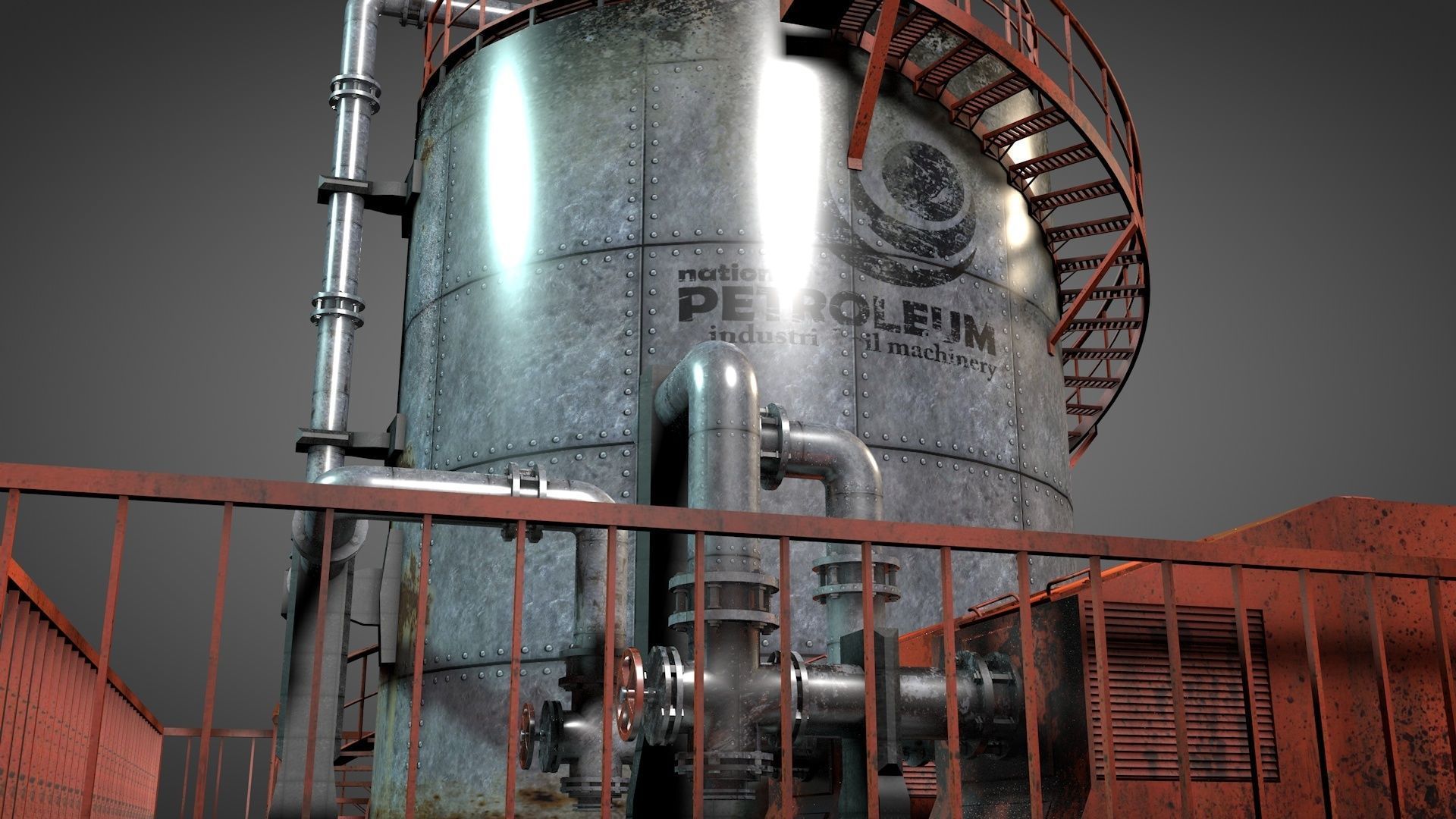 Oil Storage Platform 3D model_14