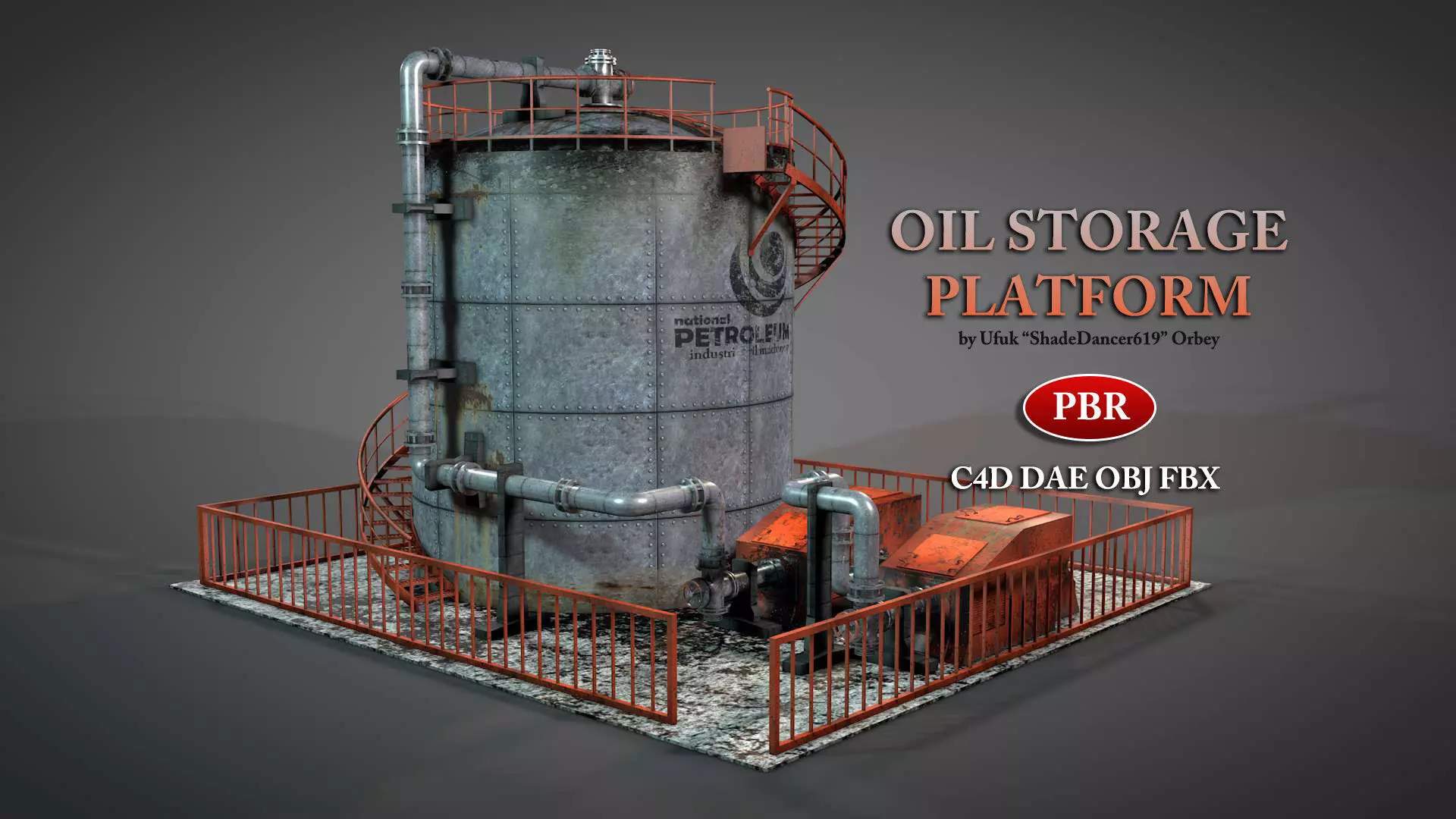 Oil Storage Platform 3D model_0