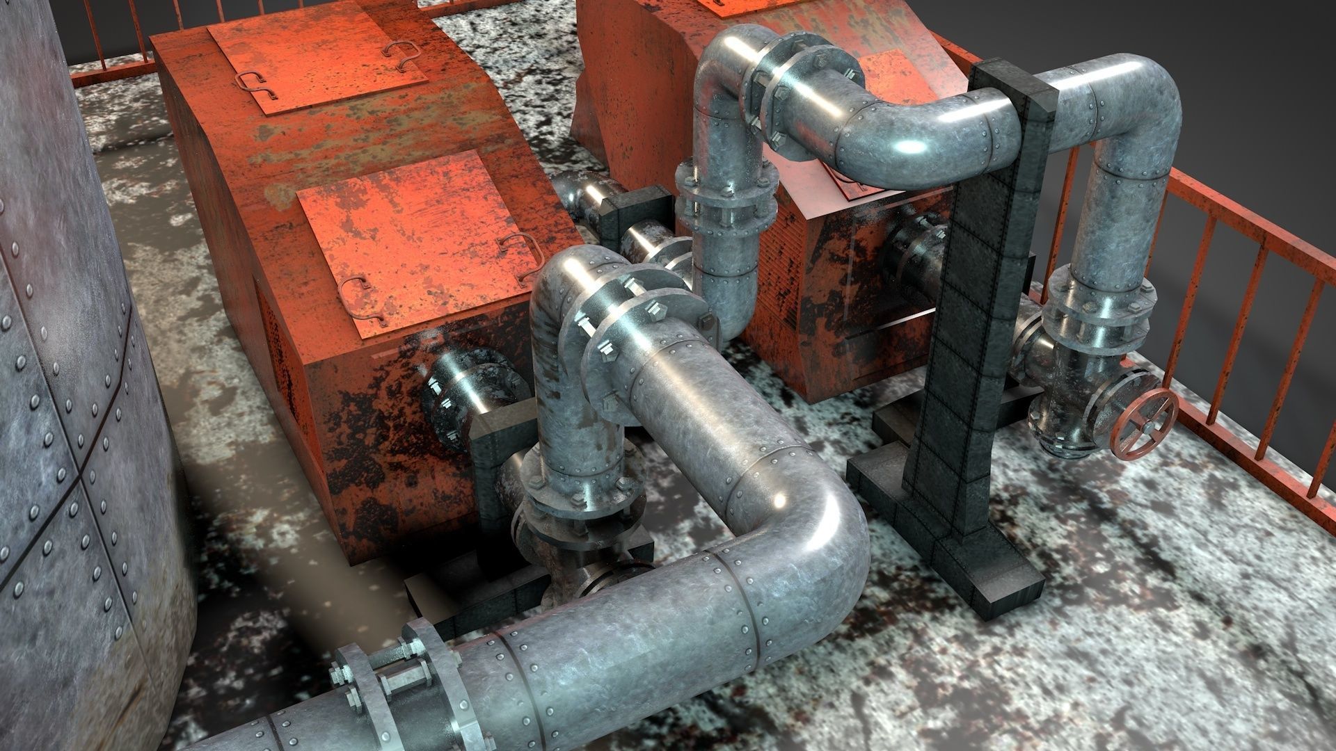 Oil Storage Platform 3D model_10