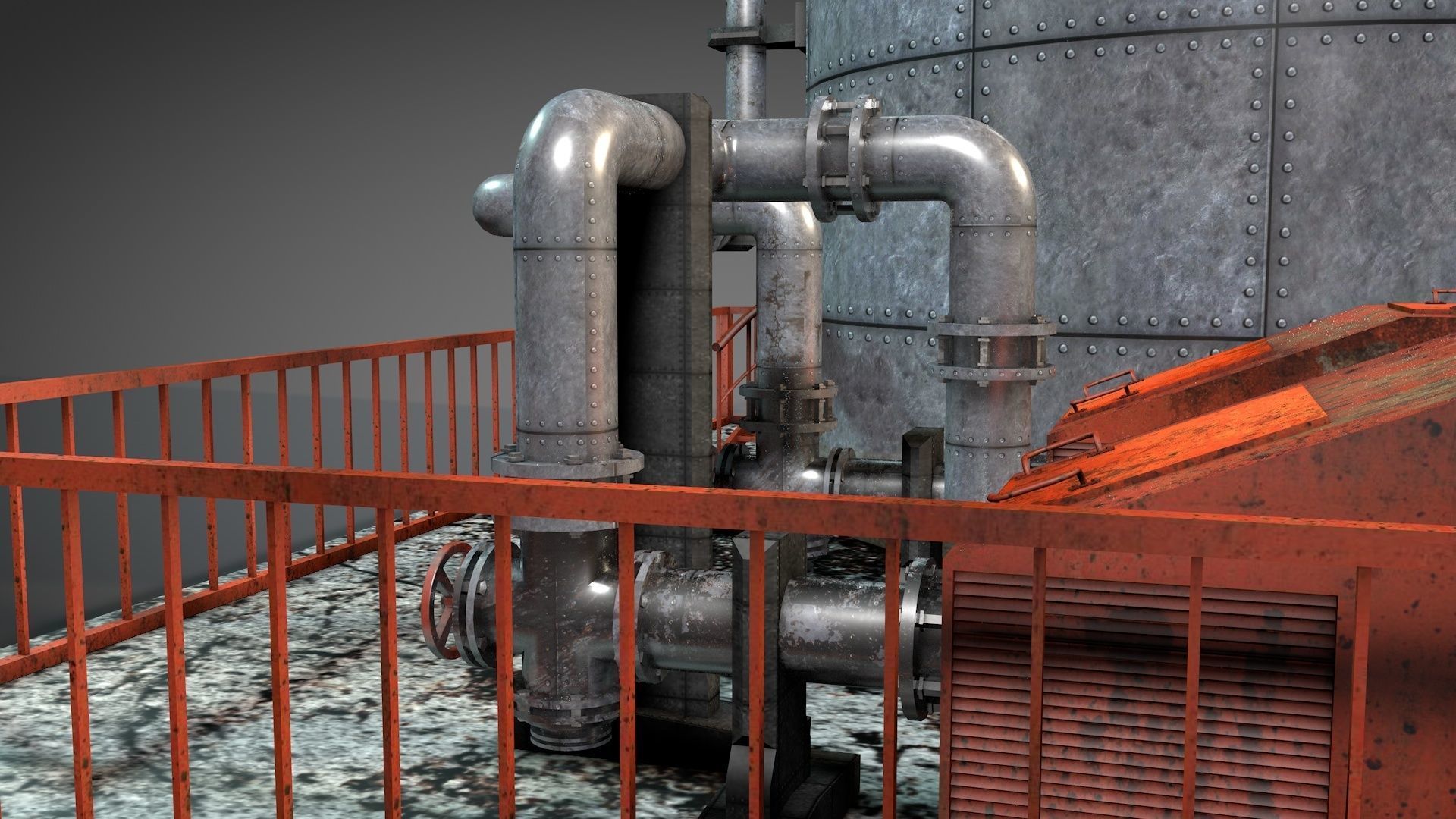 Oil Storage Platform 3D model_8