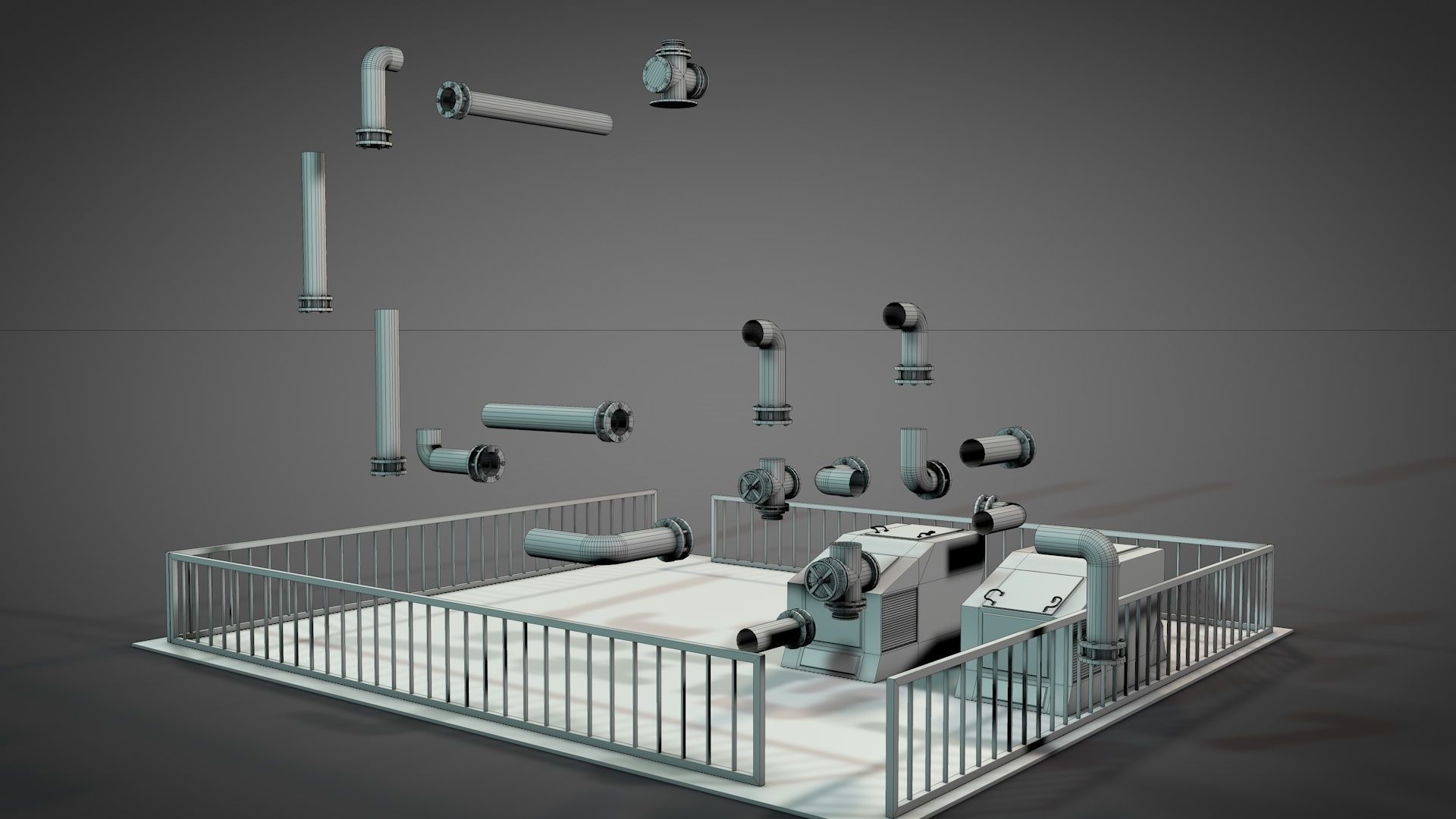 Oil Storage Platform 3D model_15
