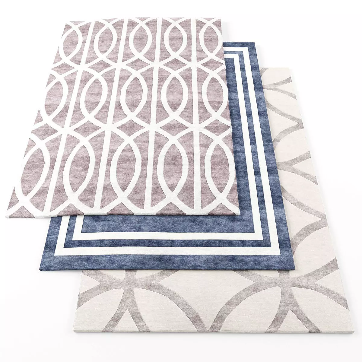Rugs-713 three rugs with geometric patterns Low-poly 3D model_0