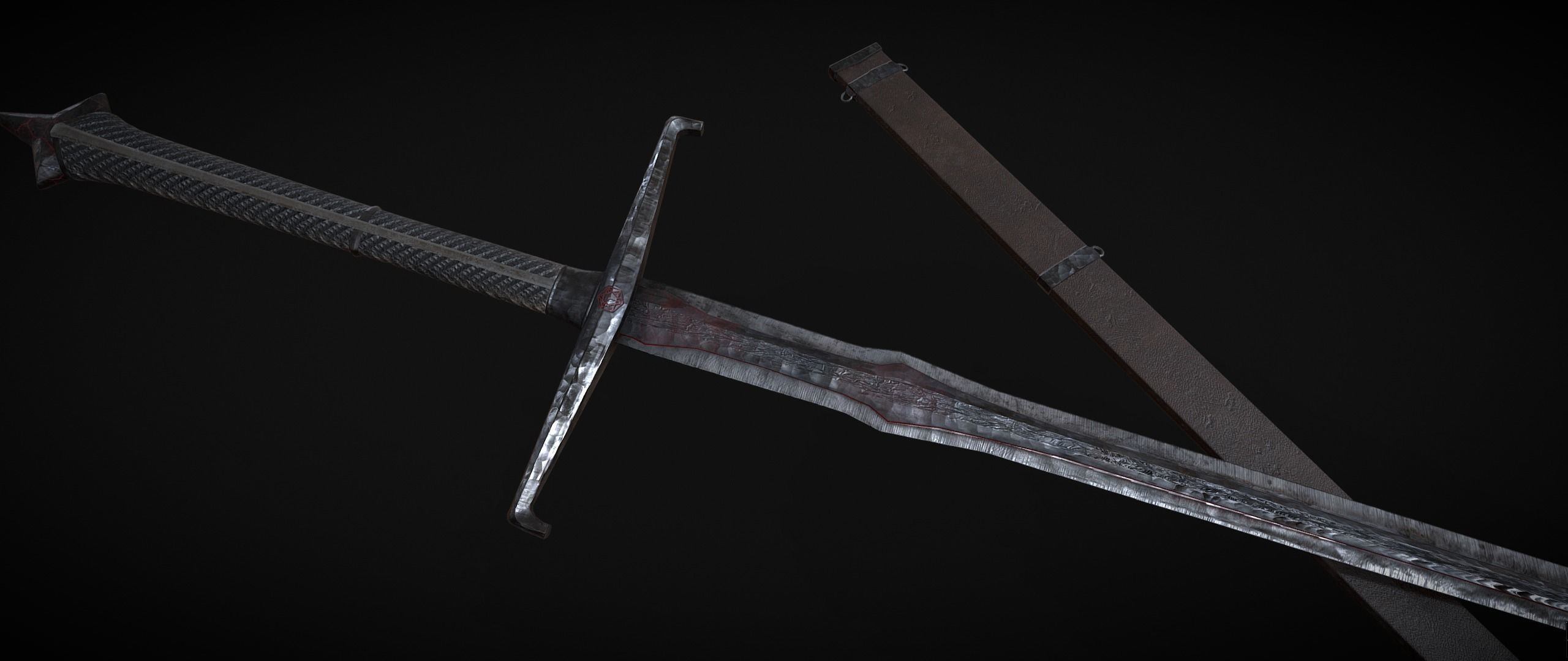 Demon Knight Sword Low-poly 3D model_1