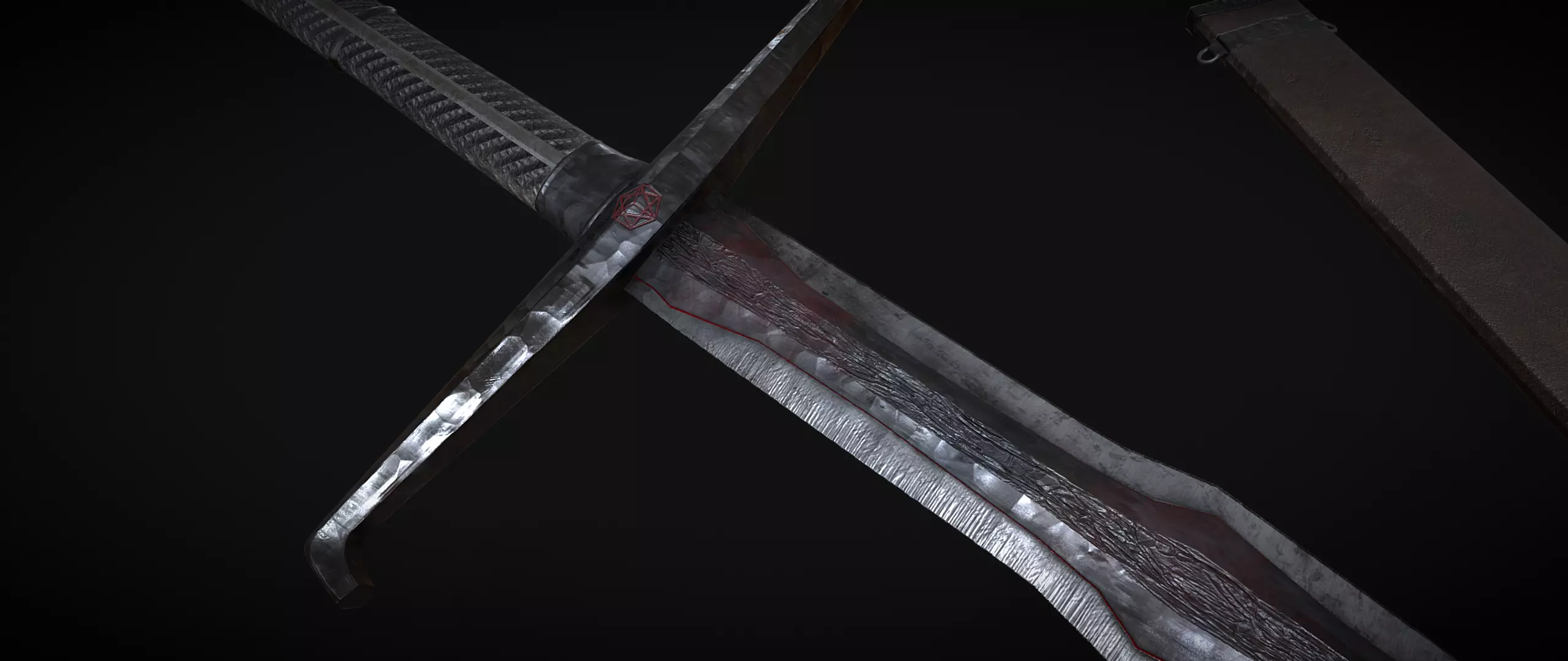 Demon Knight Sword Low-poly 3D model_0