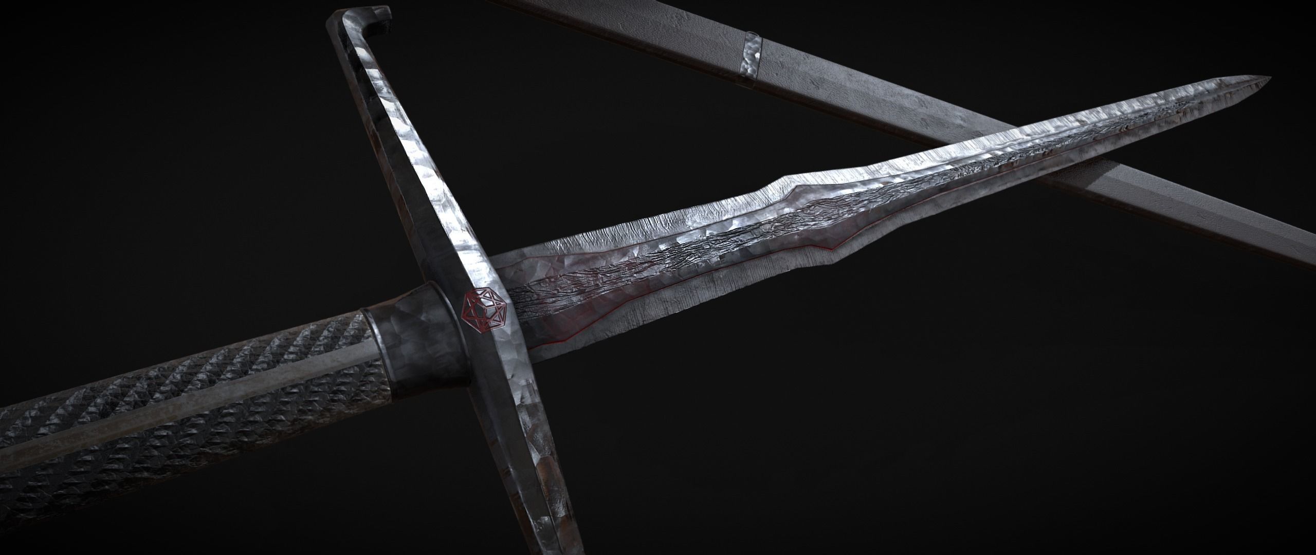 Demon Knight Sword Low-poly 3D model_7