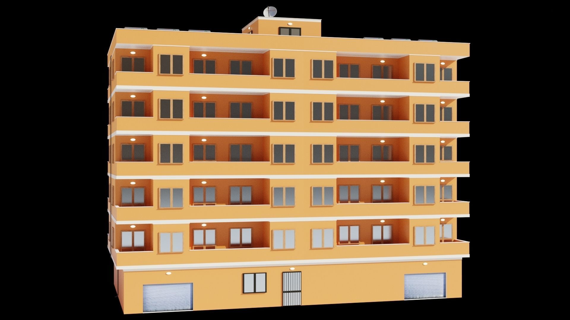 Residential city building Low-poly 3D model_1
