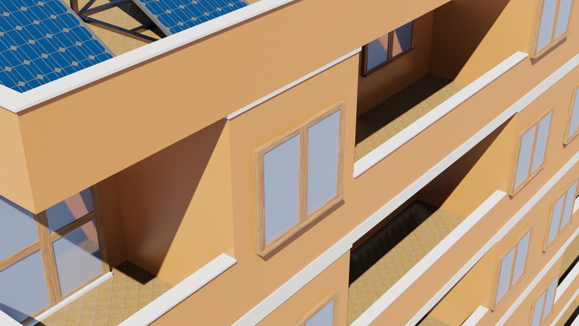 Residential city building Low-poly 3D model_7