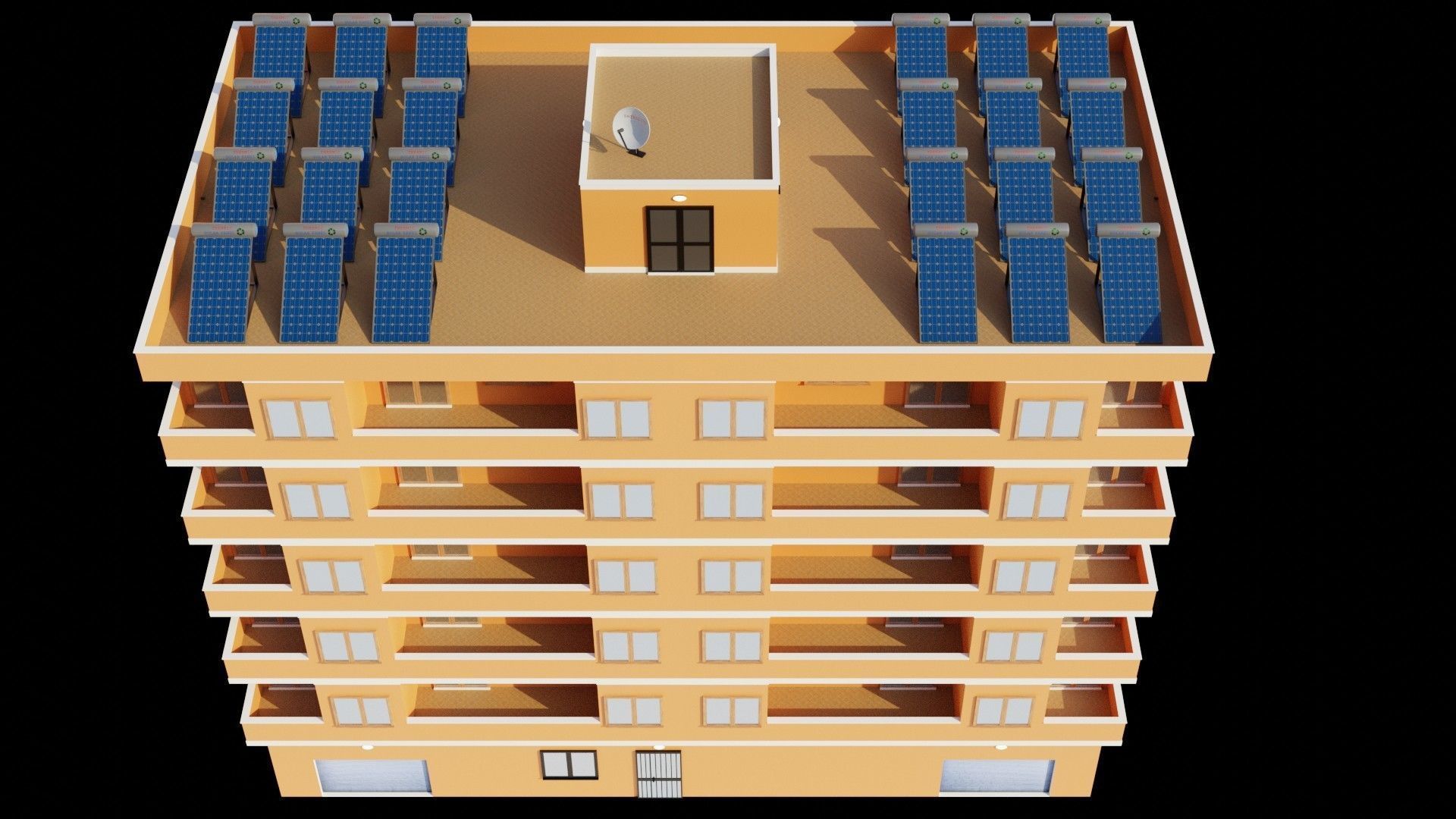 Residential city building Low-poly 3D model_2