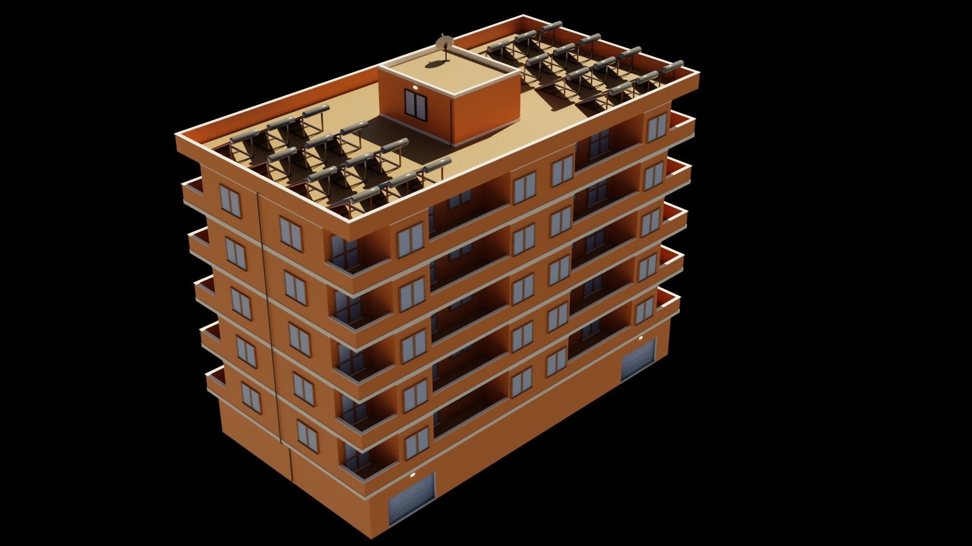 Residential city building Low-poly 3D model_3