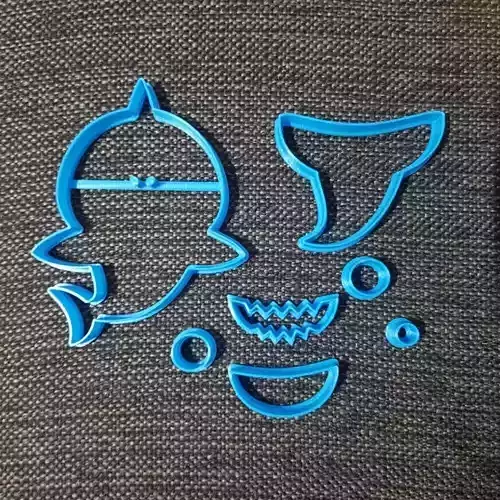 Baby Shark Collage 3 Blue  Cookie Cutter