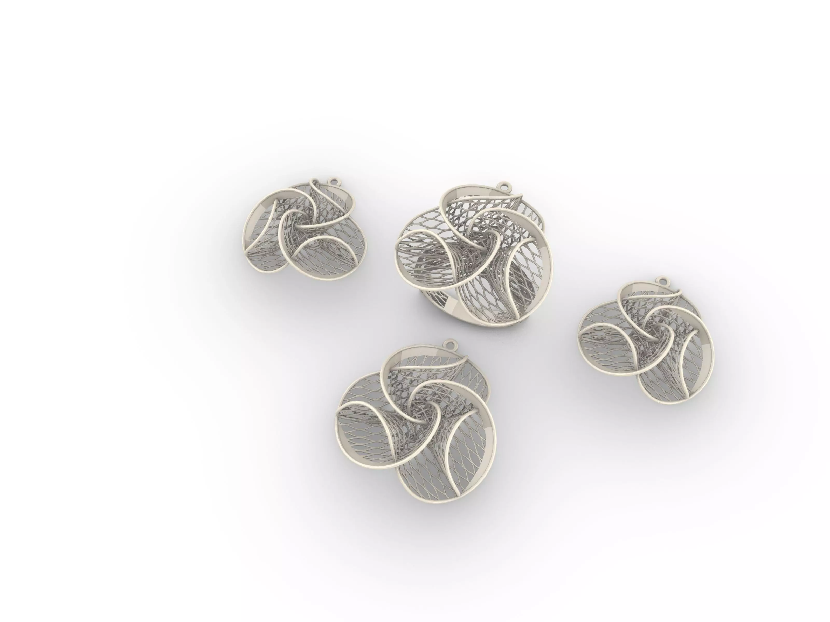 Locket Set silver earrings - person 3D print model_0