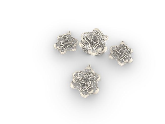 Locket Set rose pendant in sterling silver 3D print model