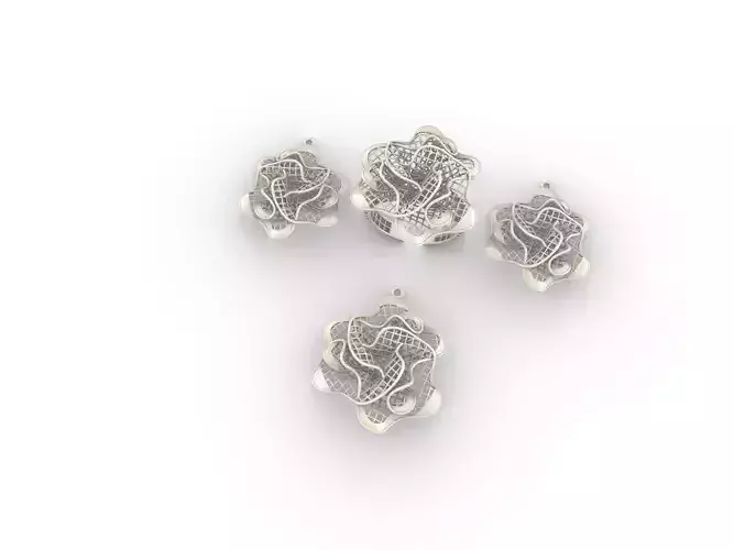 Locket Set rose pendant in sterling silver 3D print model