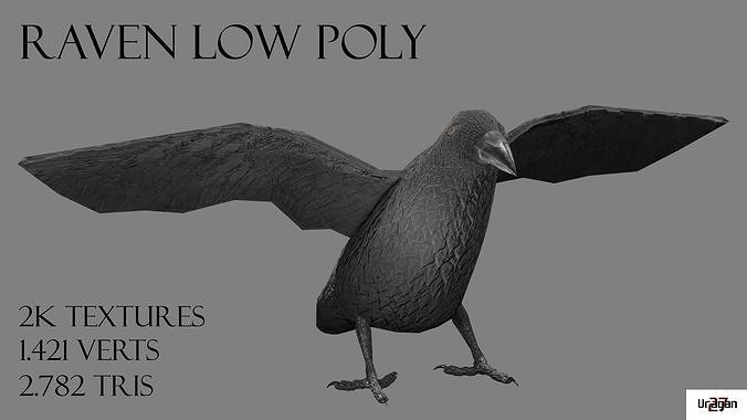 Raven Free low-poly 3D model