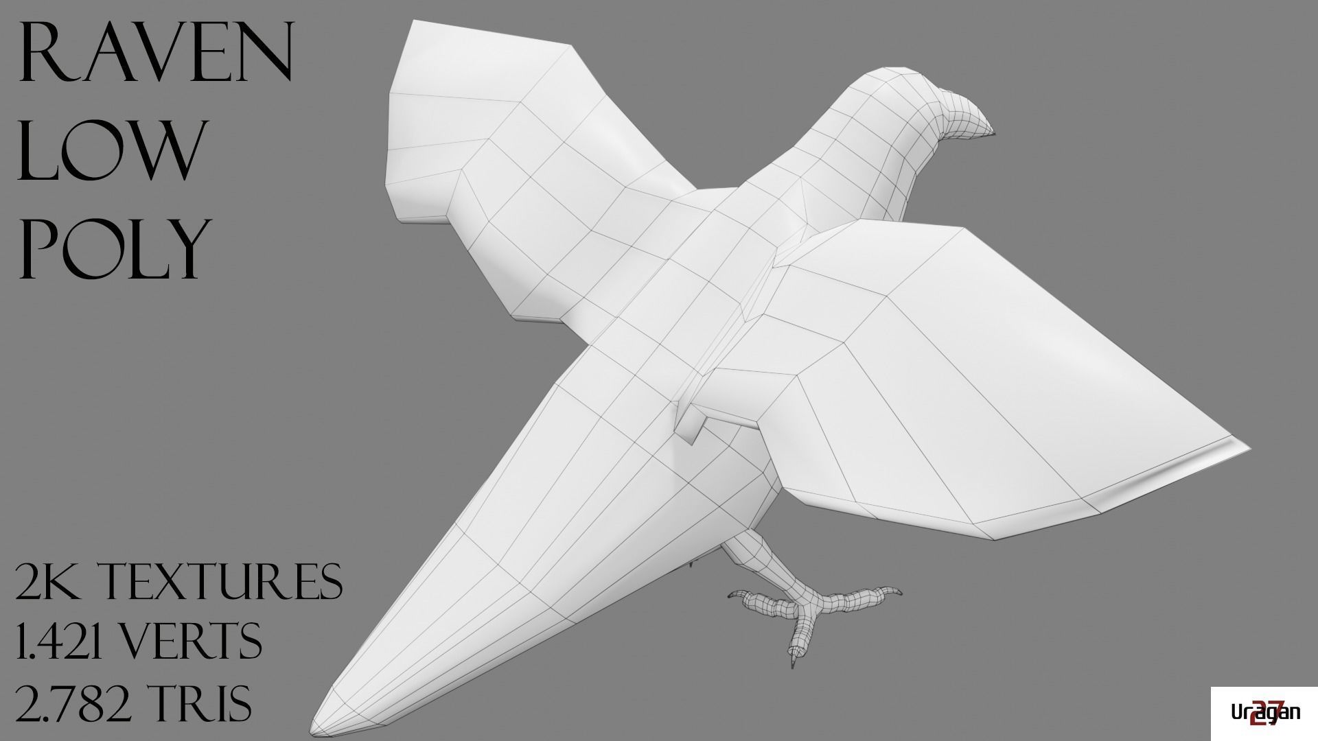 Raven Free low-poly 3D model_3