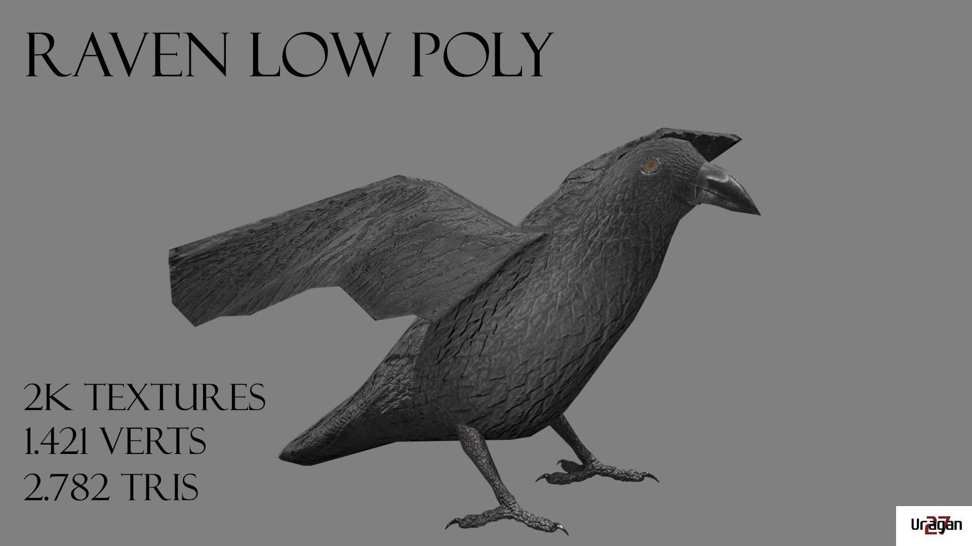 Raven Free low-poly 3D model_1