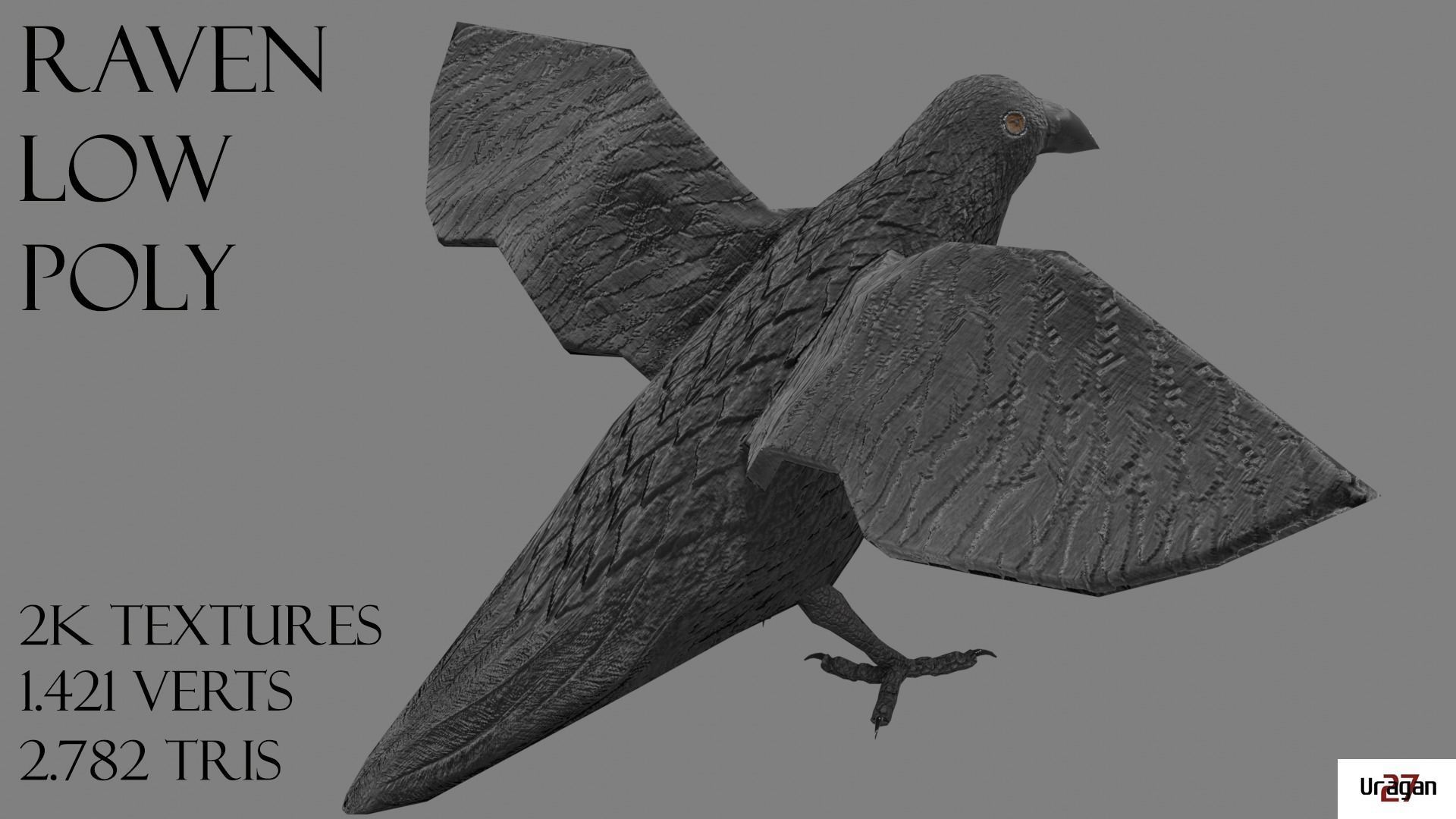 Raven Free low-poly 3D model_2