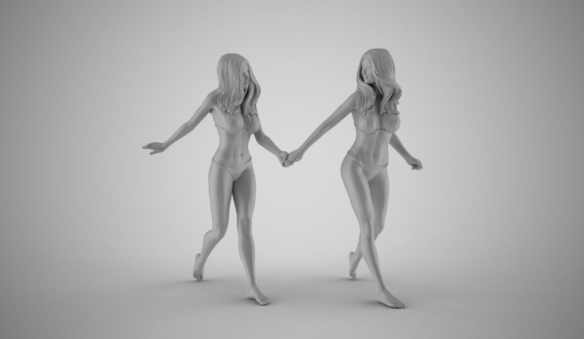 Run Hand in Hand at the Beach 3D print model_1
