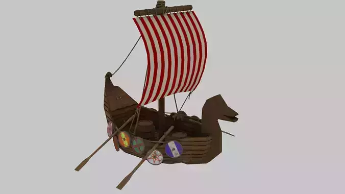 krakar viking ship Low-poly 3D model