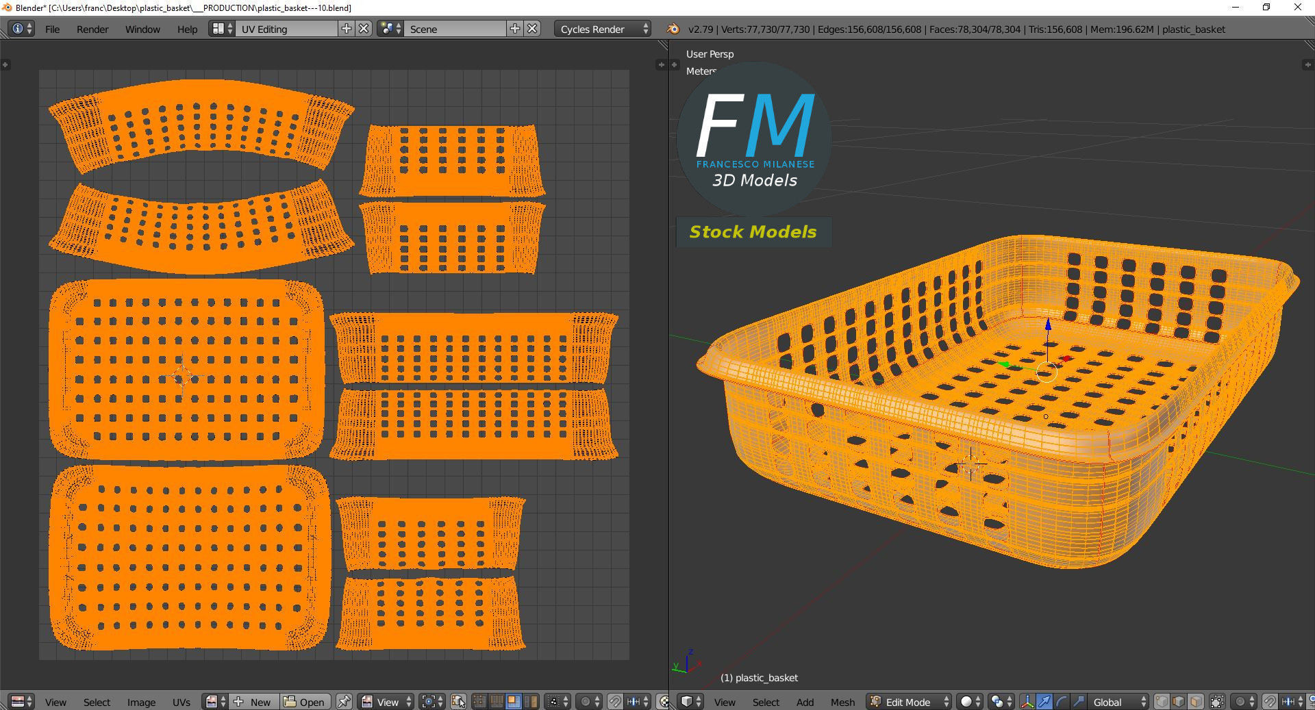 Plastic basket 3D model_10