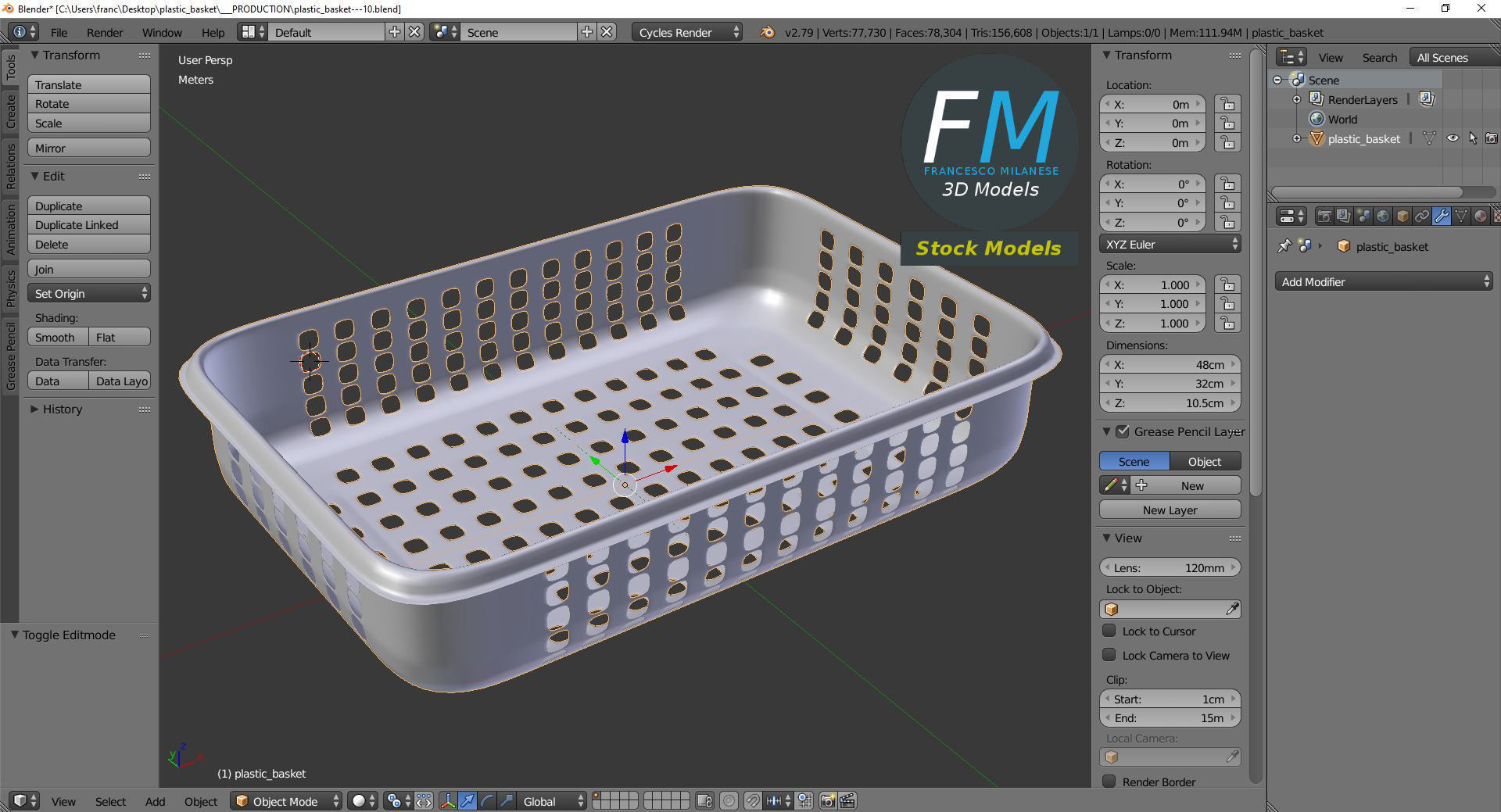 Plastic basket 3D model_9