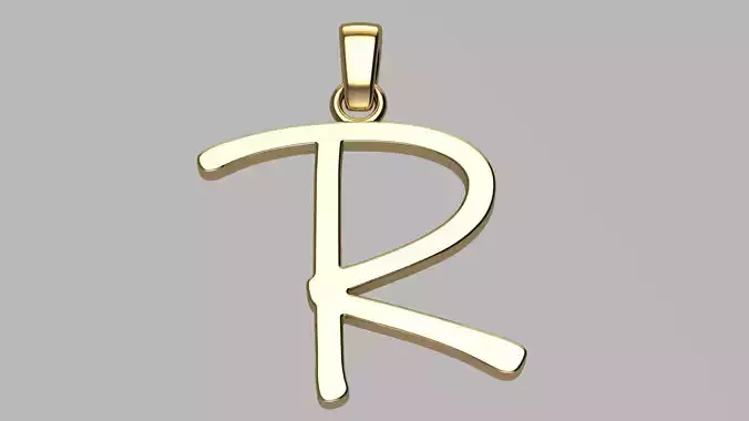 Gold pendant Letter R