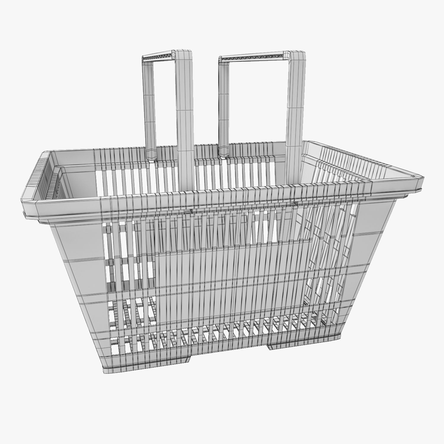 Plastic Shopping Basket 3D Model 3D model_4