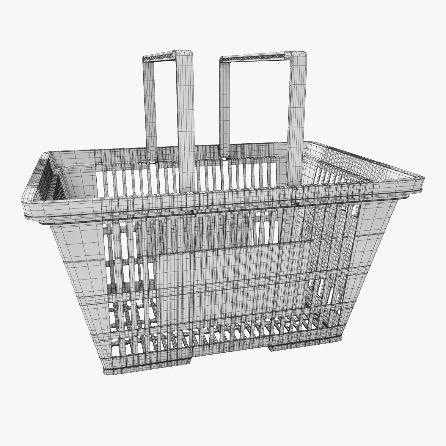 Plastic Shopping Basket 3D Model 3D model_5