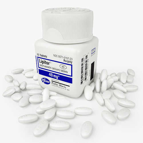 Medicine Pfizer Lipitor Tablets 40mg Bottle 3D Model 3D model