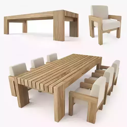 Restoration Hardware Bardenas Dining Table and Armchair