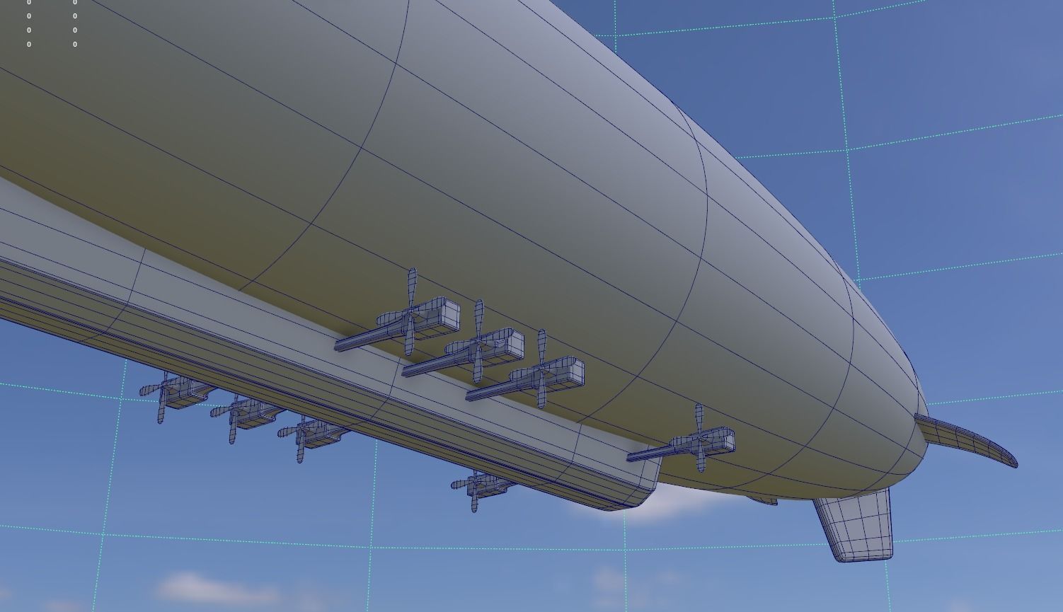 Low Poly Airship Low-poly 3D model_5