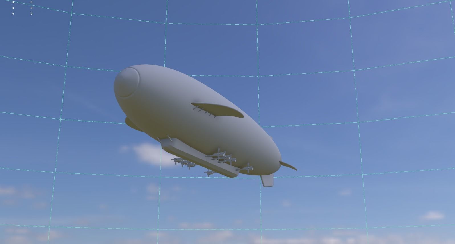 Low Poly Airship Low-poly 3D model_1