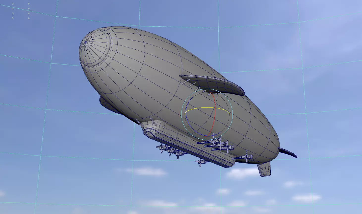 Low Poly Airship Low-poly 3D model_0