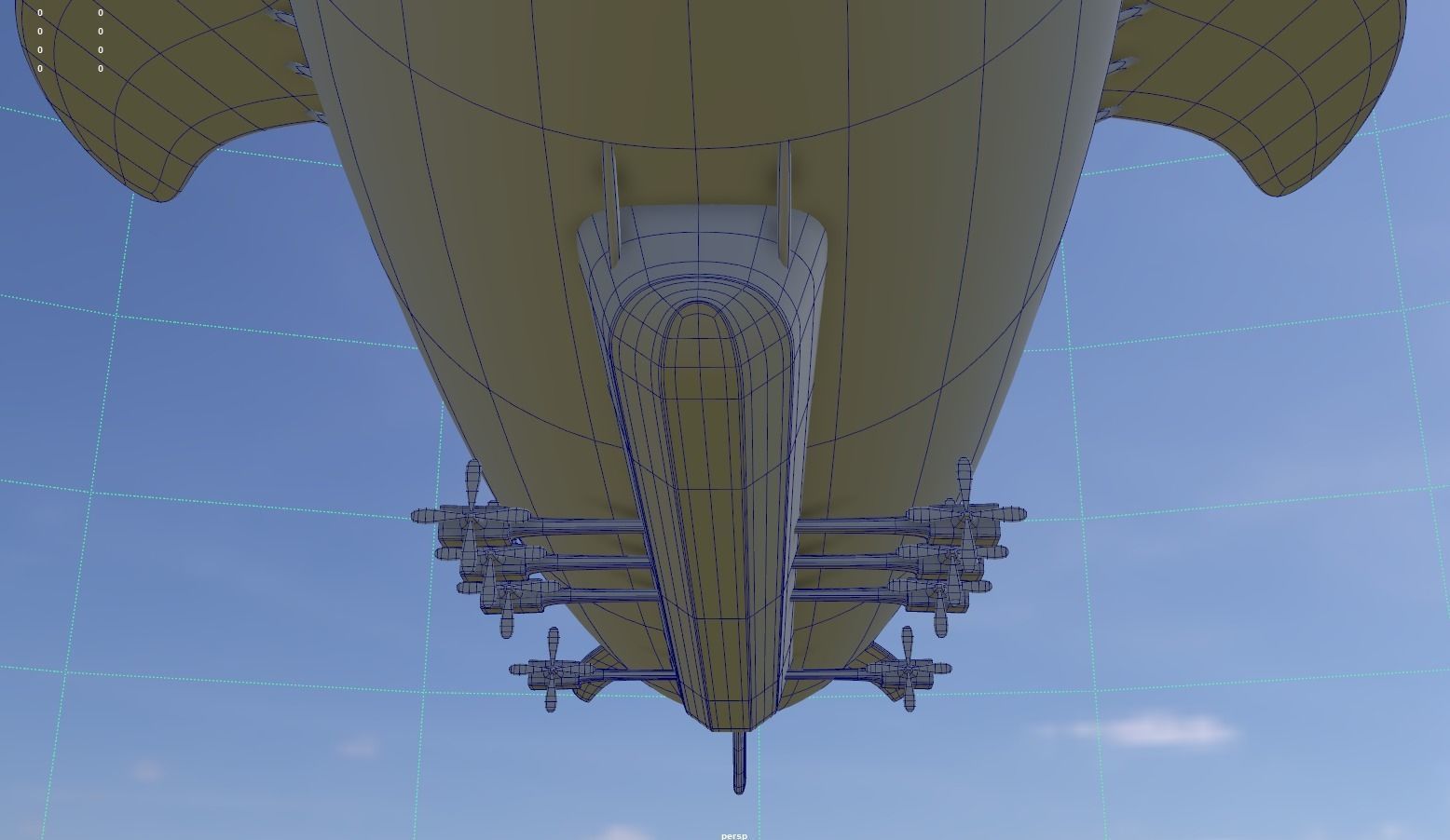 Low Poly Airship Low-poly 3D model_7
