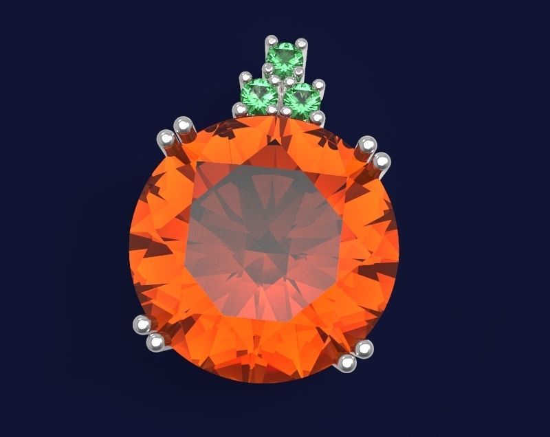 Set 2 - Pendant orange stone in silver frame 3D print model_5