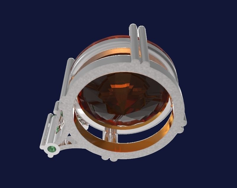 Set 2 - Pendant orange stone in silver frame 3D print model_3