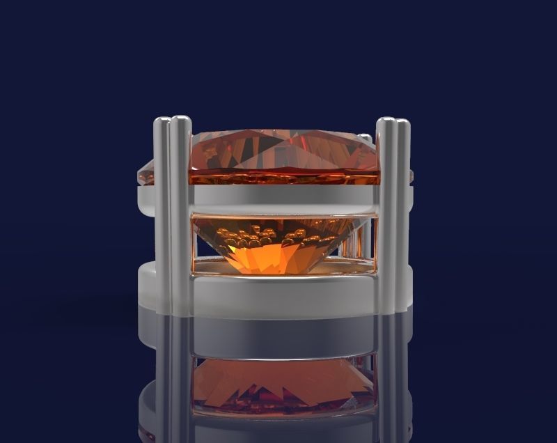 Set 2 - Pendant orange stone in silver frame 3D print model_2