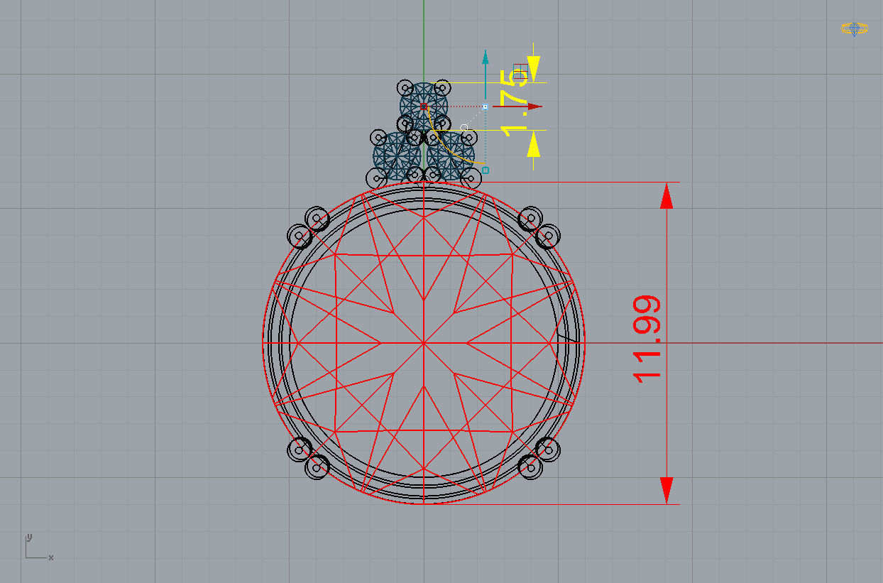 Set 2 - Pendant orange stone in silver frame 3D print model_6