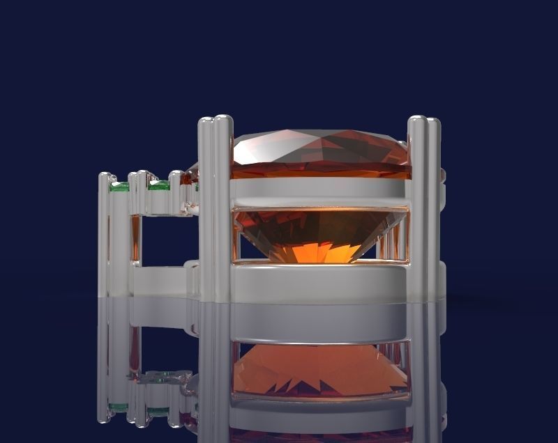 Set 2 - Pendant orange stone in silver frame 3D print model_1