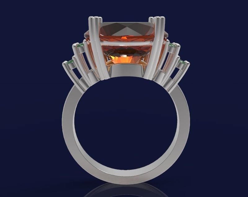 Set 2 - Ring orange and emerald 3D print model_4