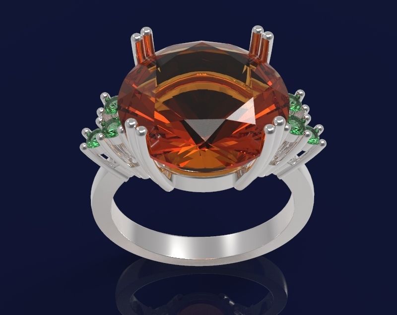 Set 2 - Ring orange and emerald 3D print model_3