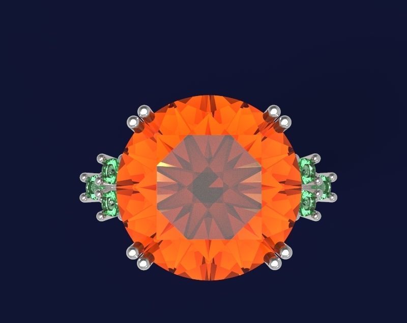 Set 2 - Ring orange and emerald 3D print model_2